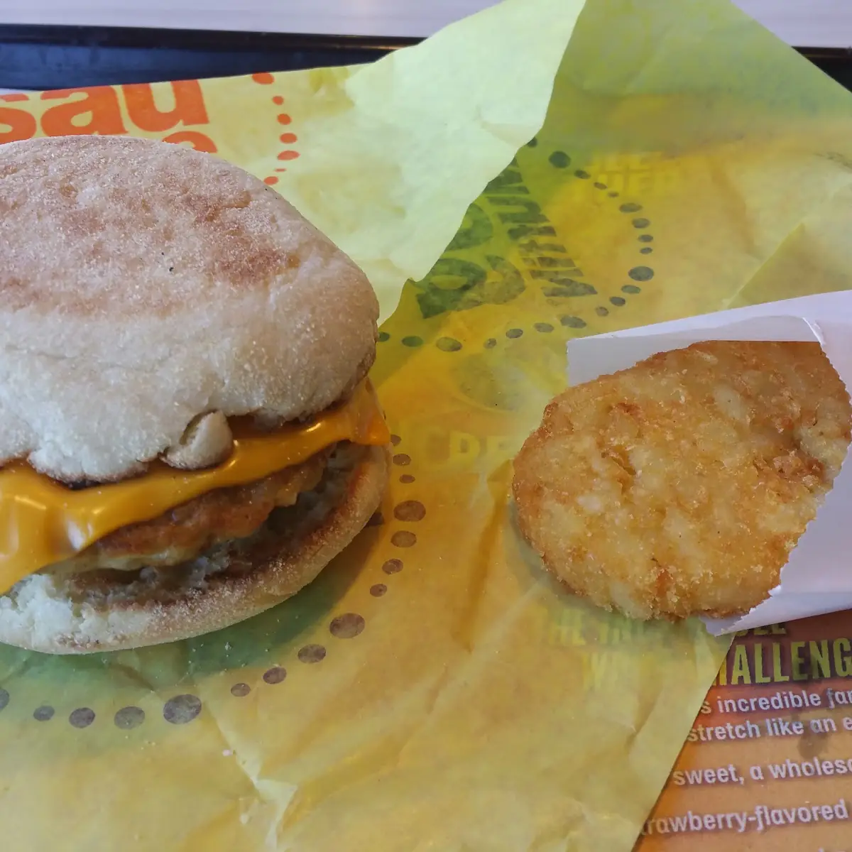 Sausage Mcmuffin and a Hash Brown