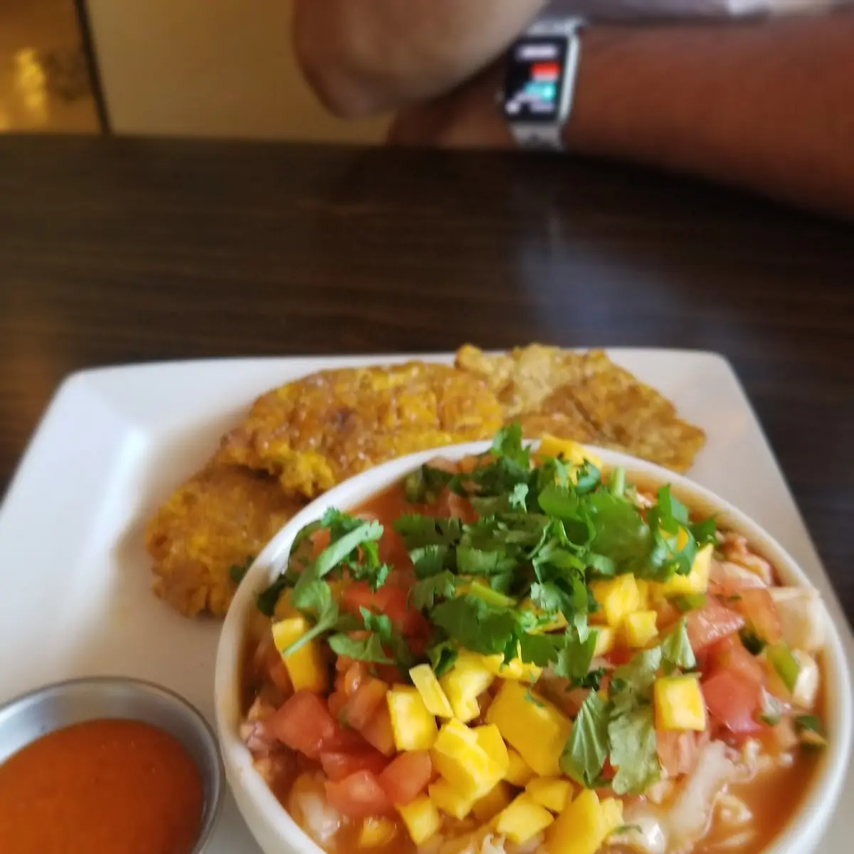 Shrimp Ceviche and Tostones