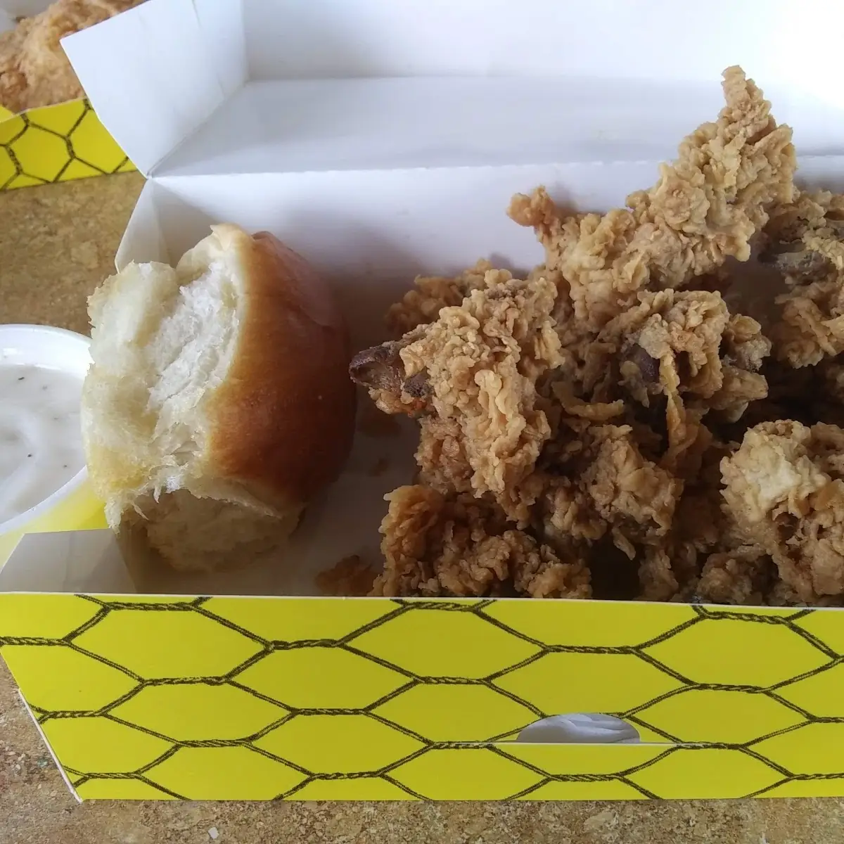 Fried Chicken Livers with Gravy and a Roll