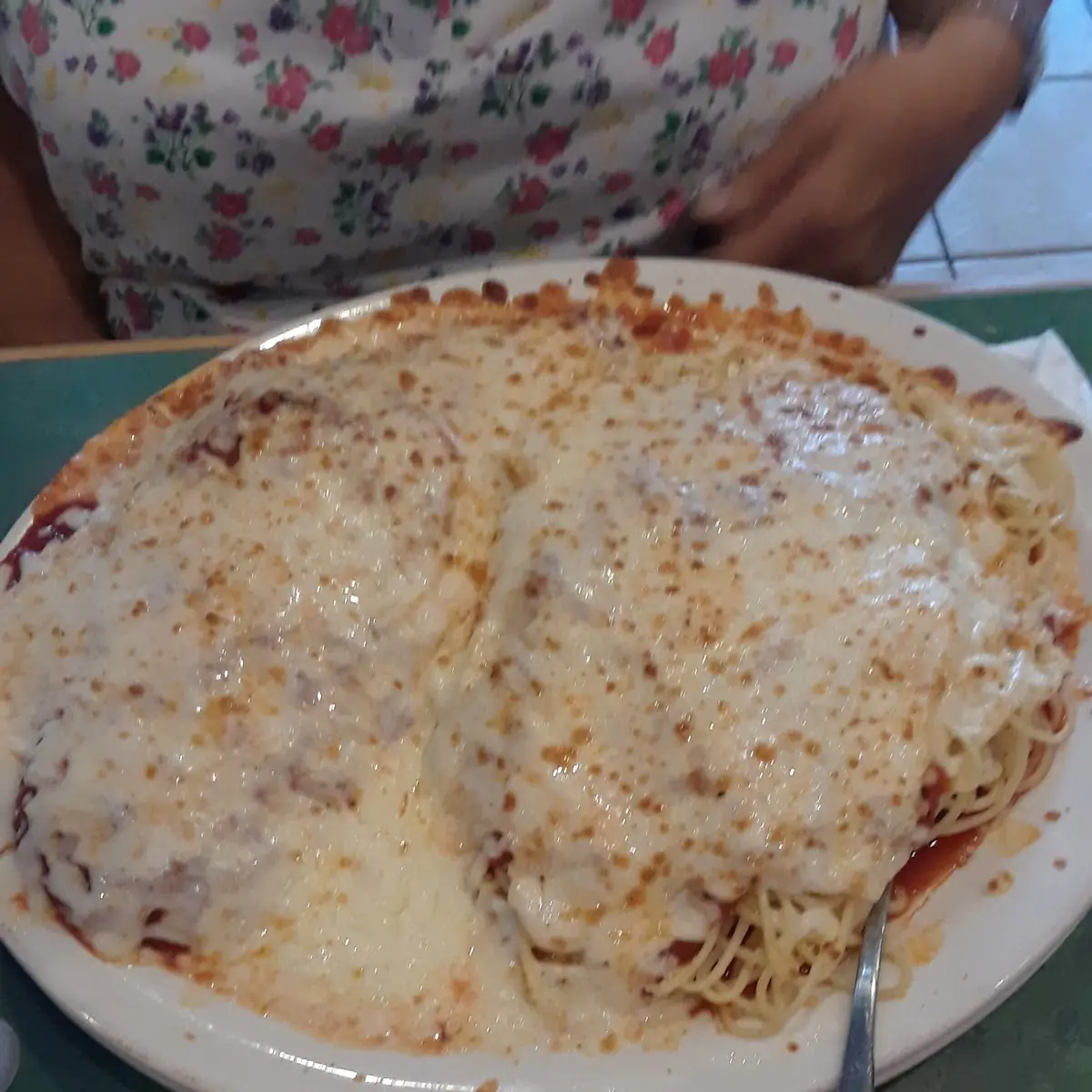 Eggplant Parmigiana with Spaghetti