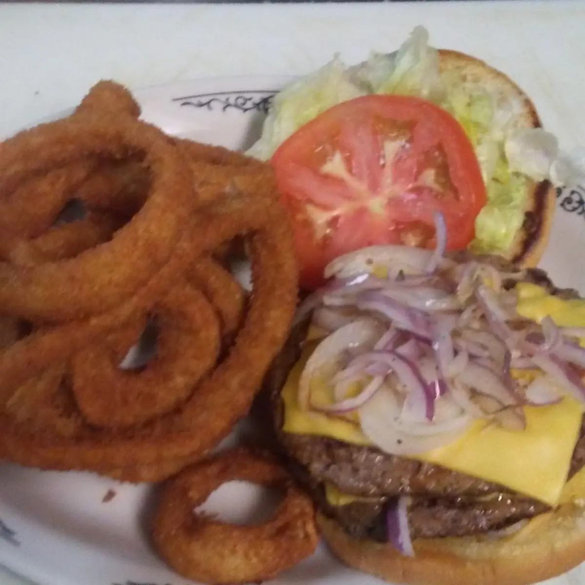 Double Cheeseburger with Onion Ring