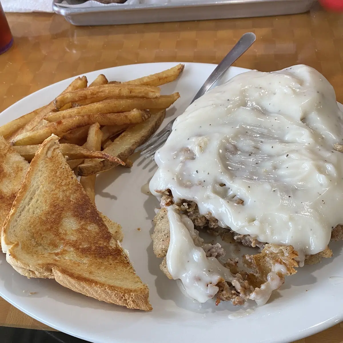 Portion Chicken Fried Steak with Loaded Mash Potatoes