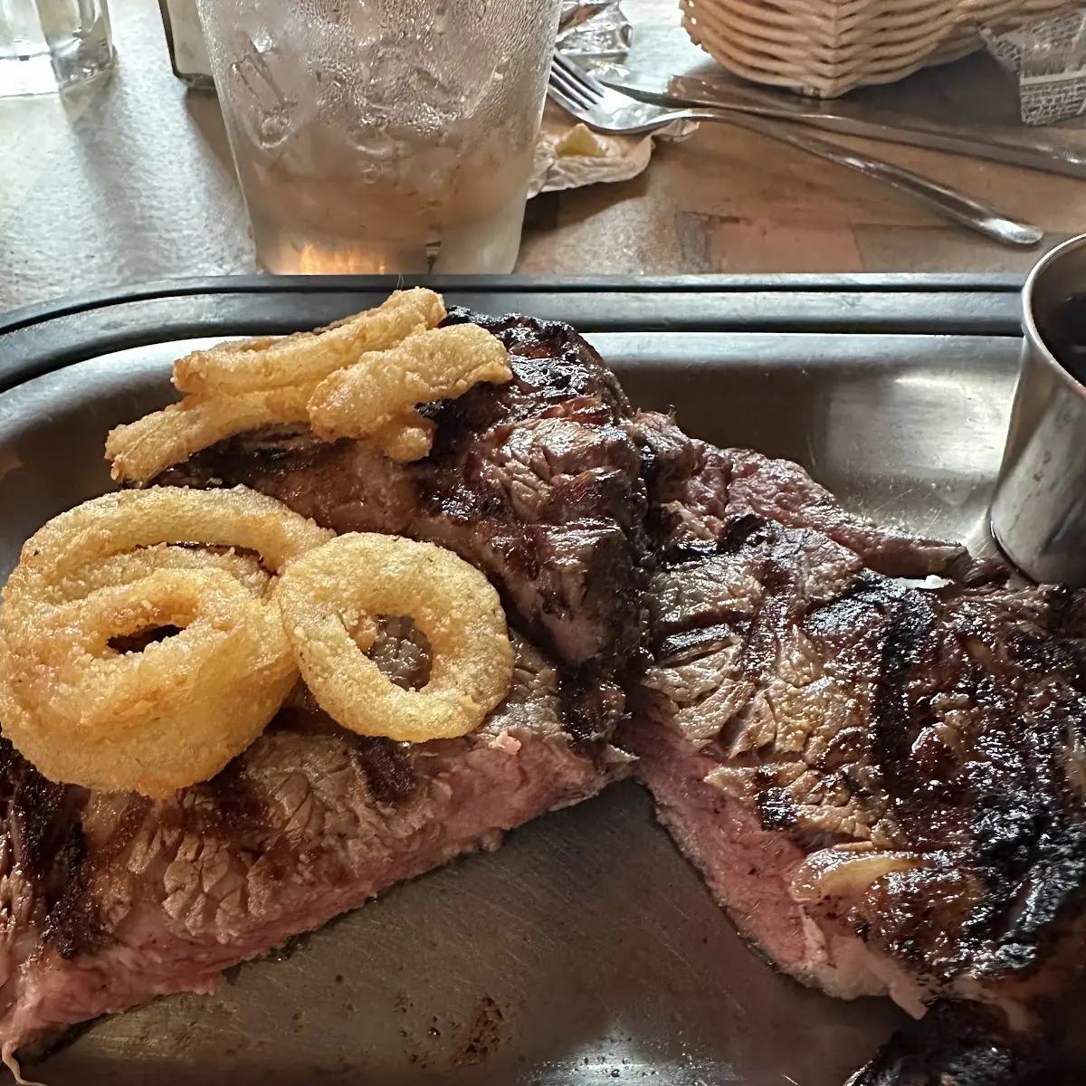 Sizzling Steak with Onion Rings