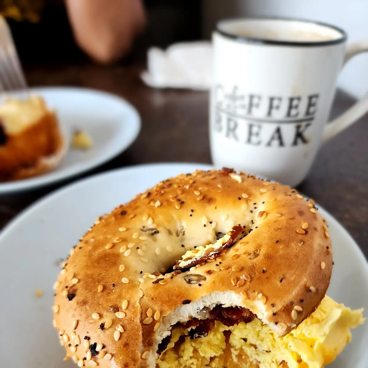 Sausage Egg and Cheese on an Everything Bagel