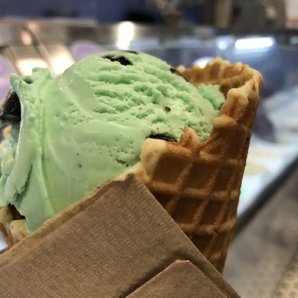 Mint Chocolate Chip Waffle Cone