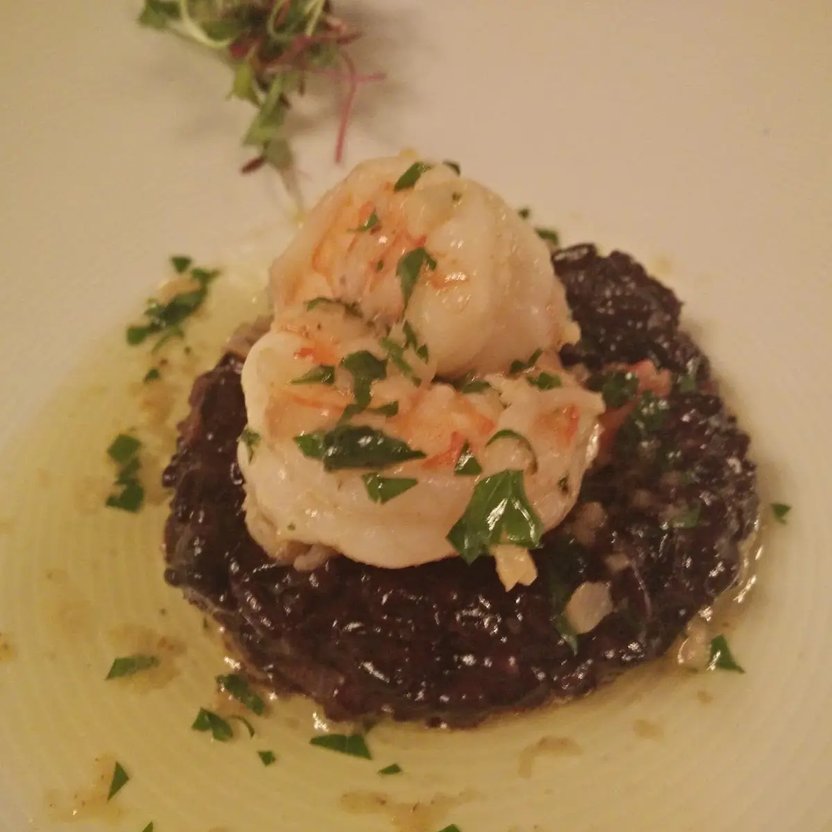 Seared Diver Scallop PO Valley Black Rice Shellfish Beurre Blanc