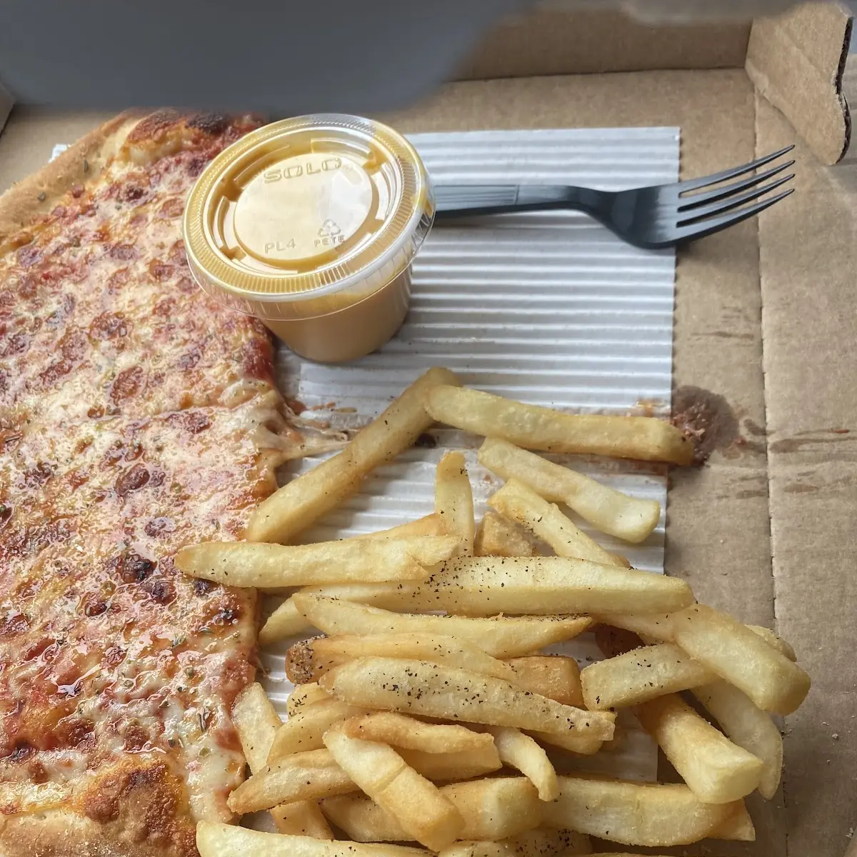 Small Cheese Pizza and Cheese Fries