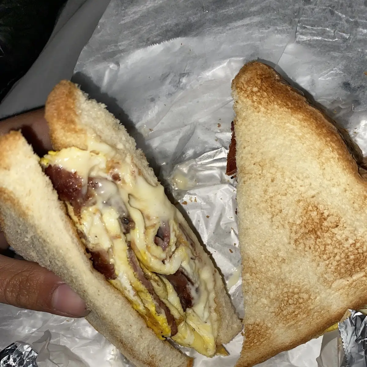 Turkey Bacon Egg and Cheese on White Toast
