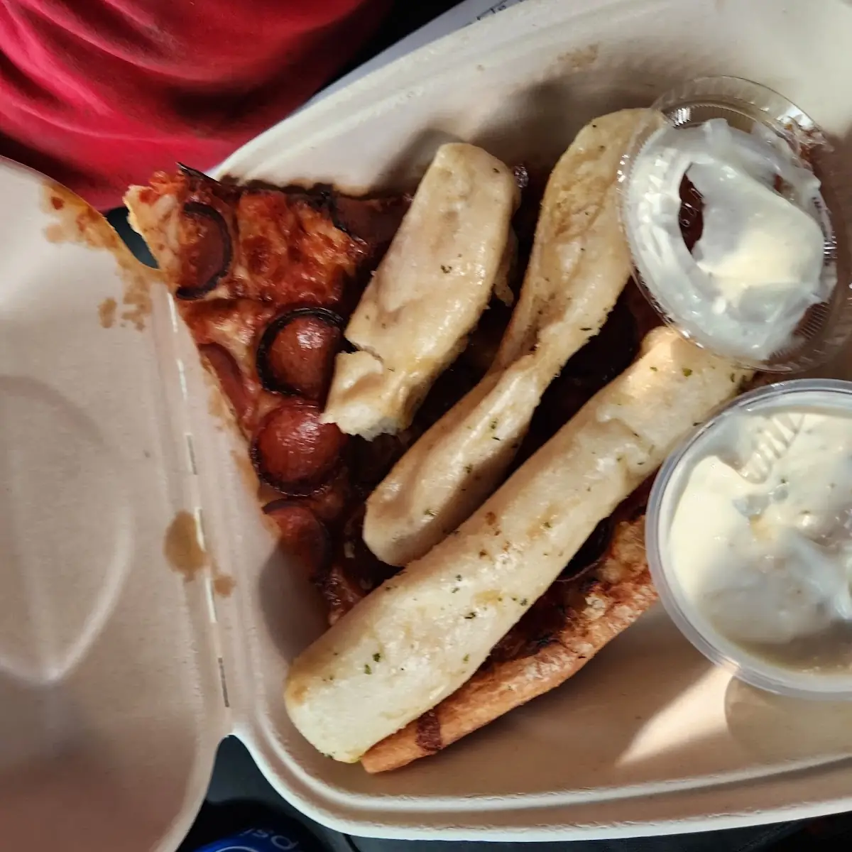 Pepperoni Pizza and Bread Sticks