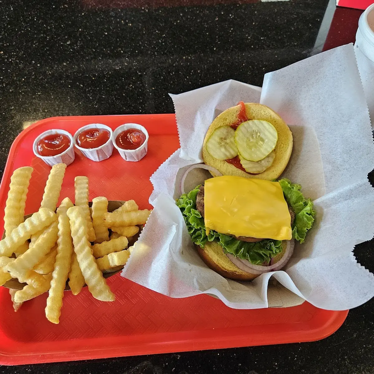 Cheese Burger and Fries