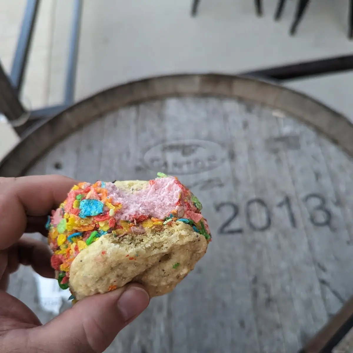 Ice Cream Cookie Rolled in Fruity Pebbles