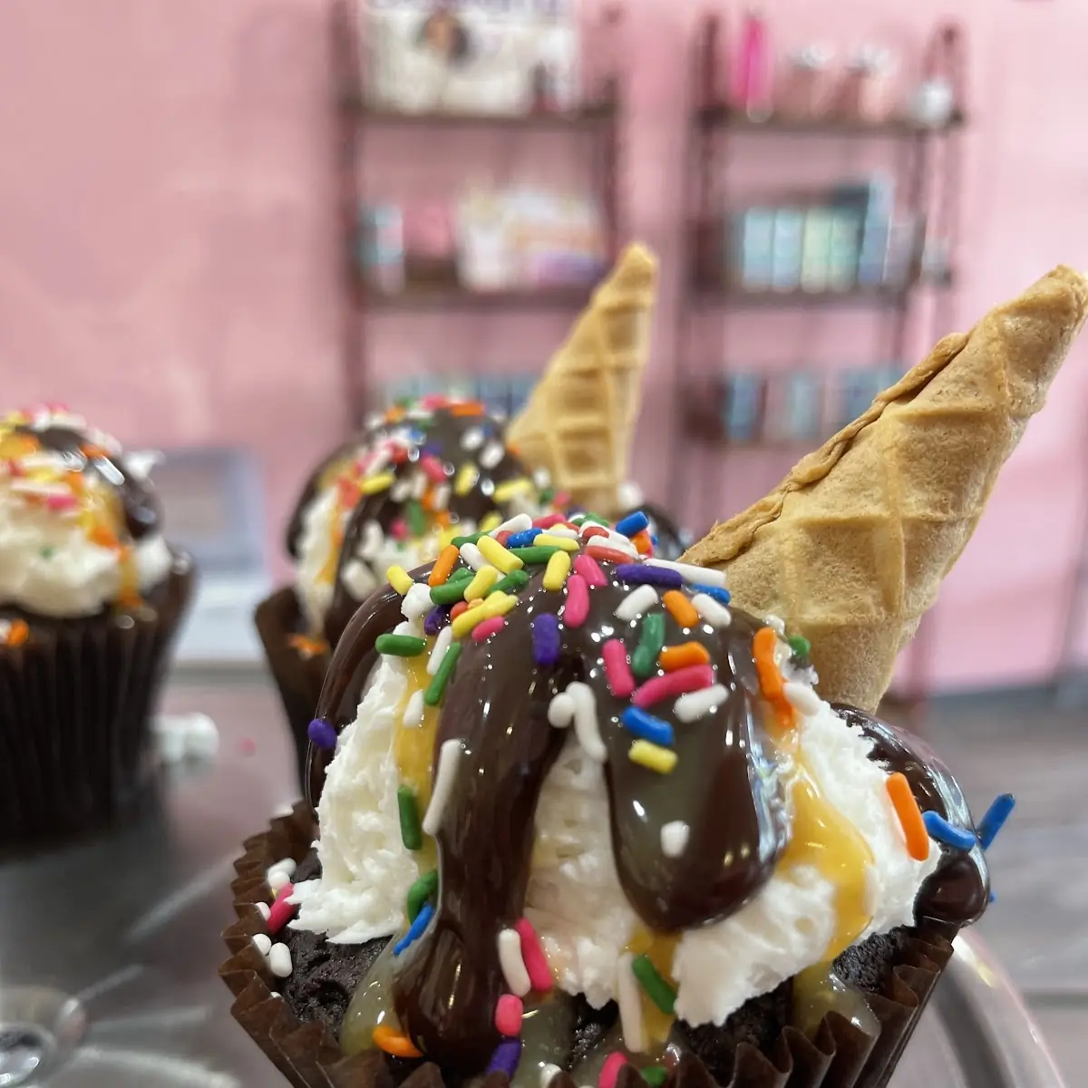 Birthday Cupcake Hot Fudge Sundae
