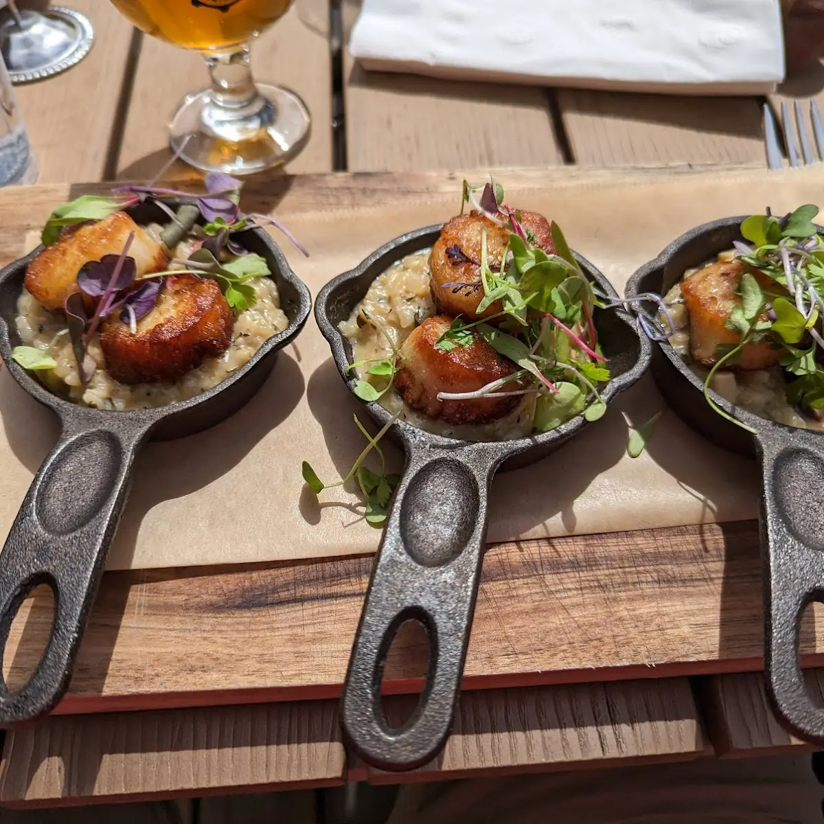 Seared Scallops with Mushroom Risotto