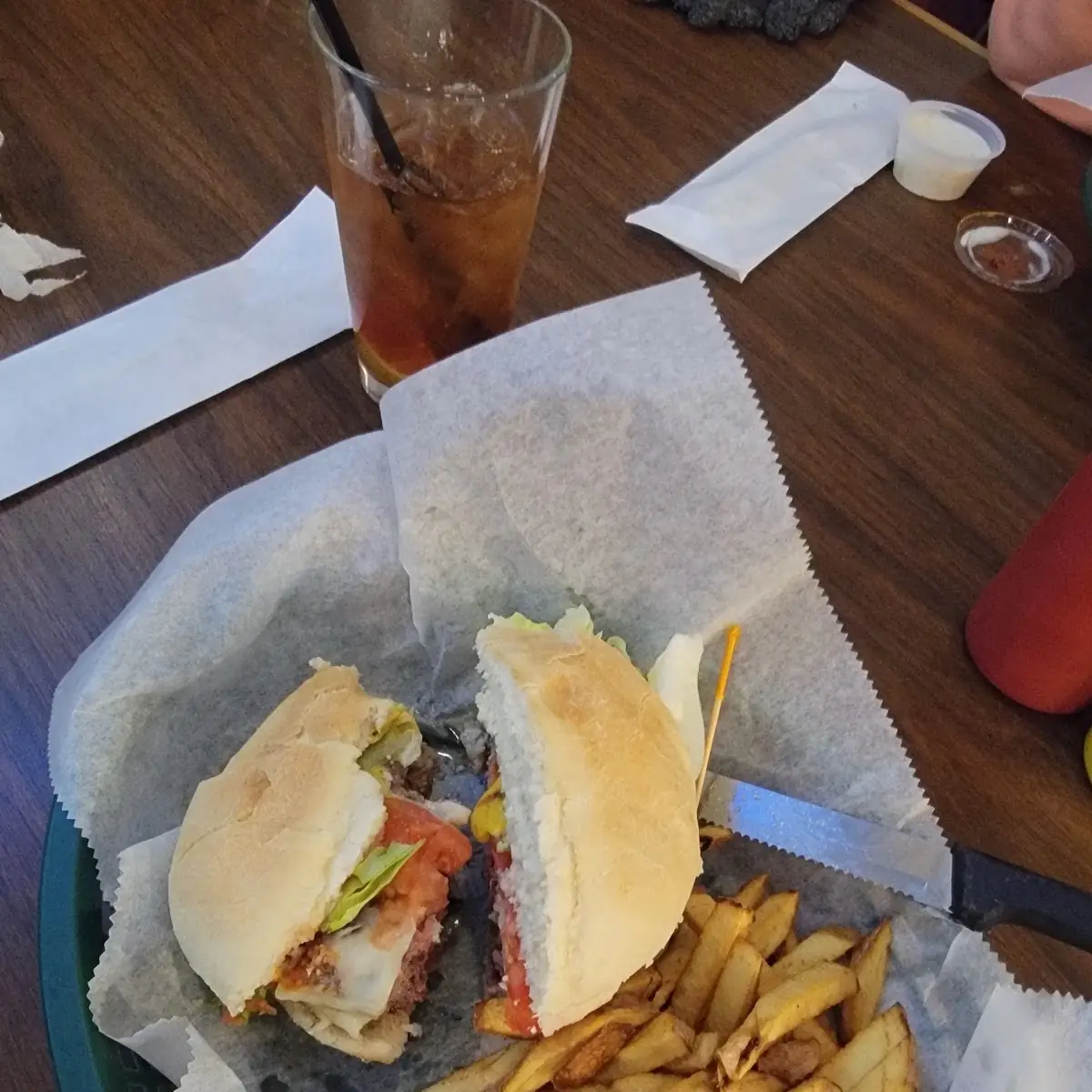 Angus Burger and Frieswith Cheese