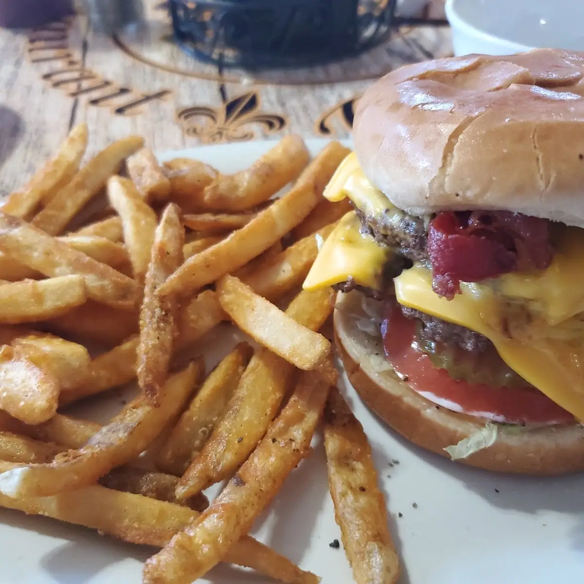 Double Bacon Cheeseburger with Cajun Fries