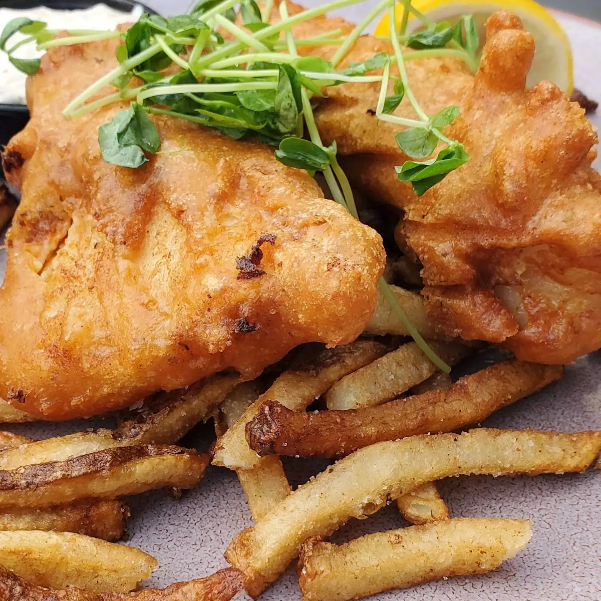 Lancaster Lager Battered Fish & Chips