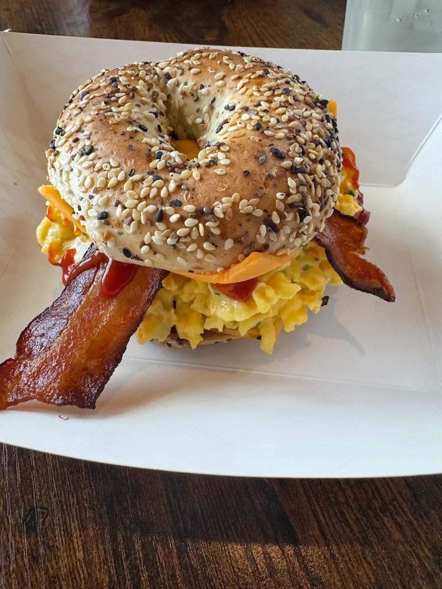 Everything Bagel Bacon Egg Sandwich to Go