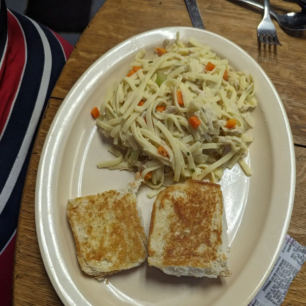 Chicken and Noodles over Mashed Potatoes