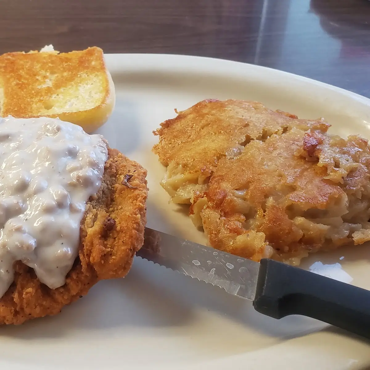 Country Fried Steak and Cheesy Hashbrowns