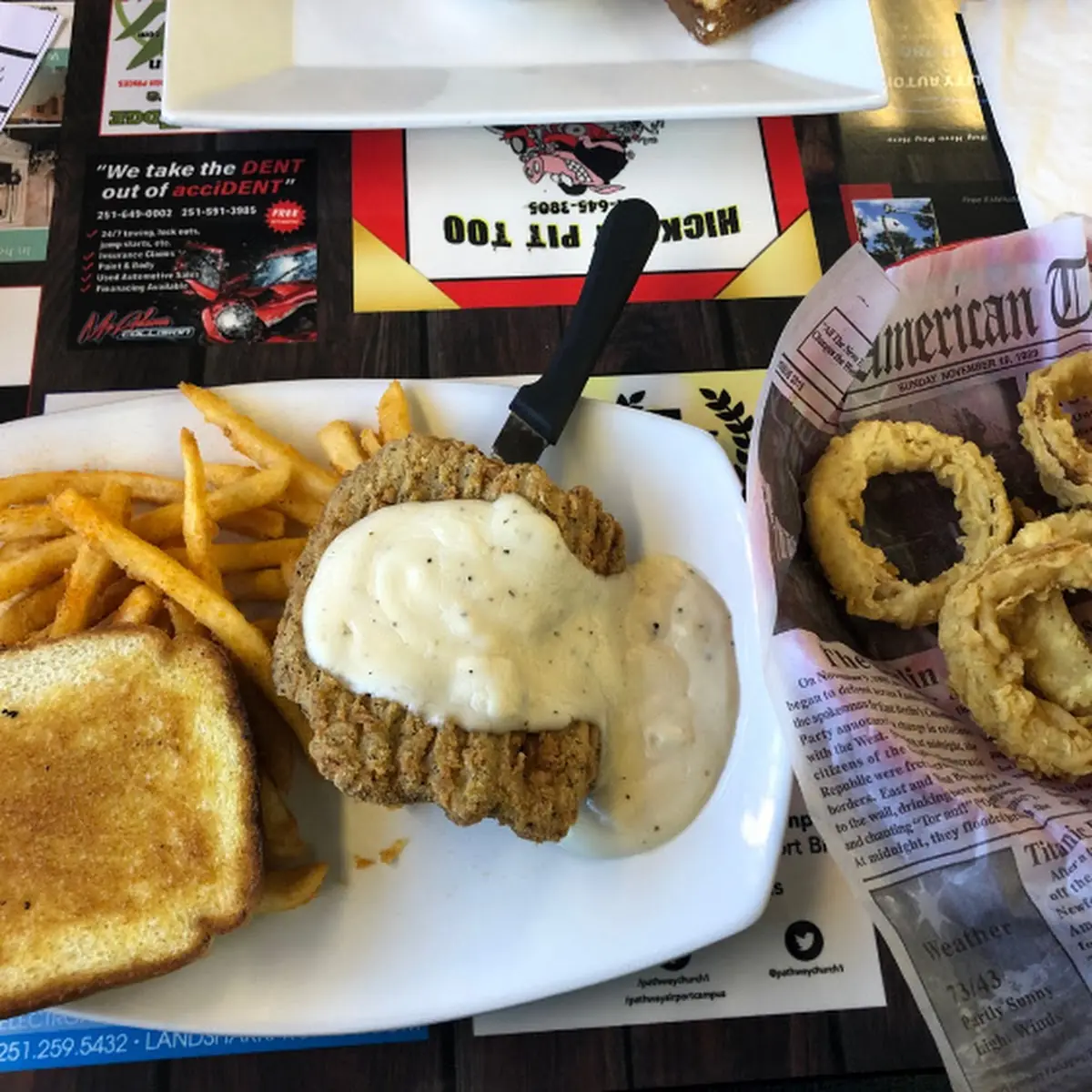 Fries Onion Rings and Texas Toast