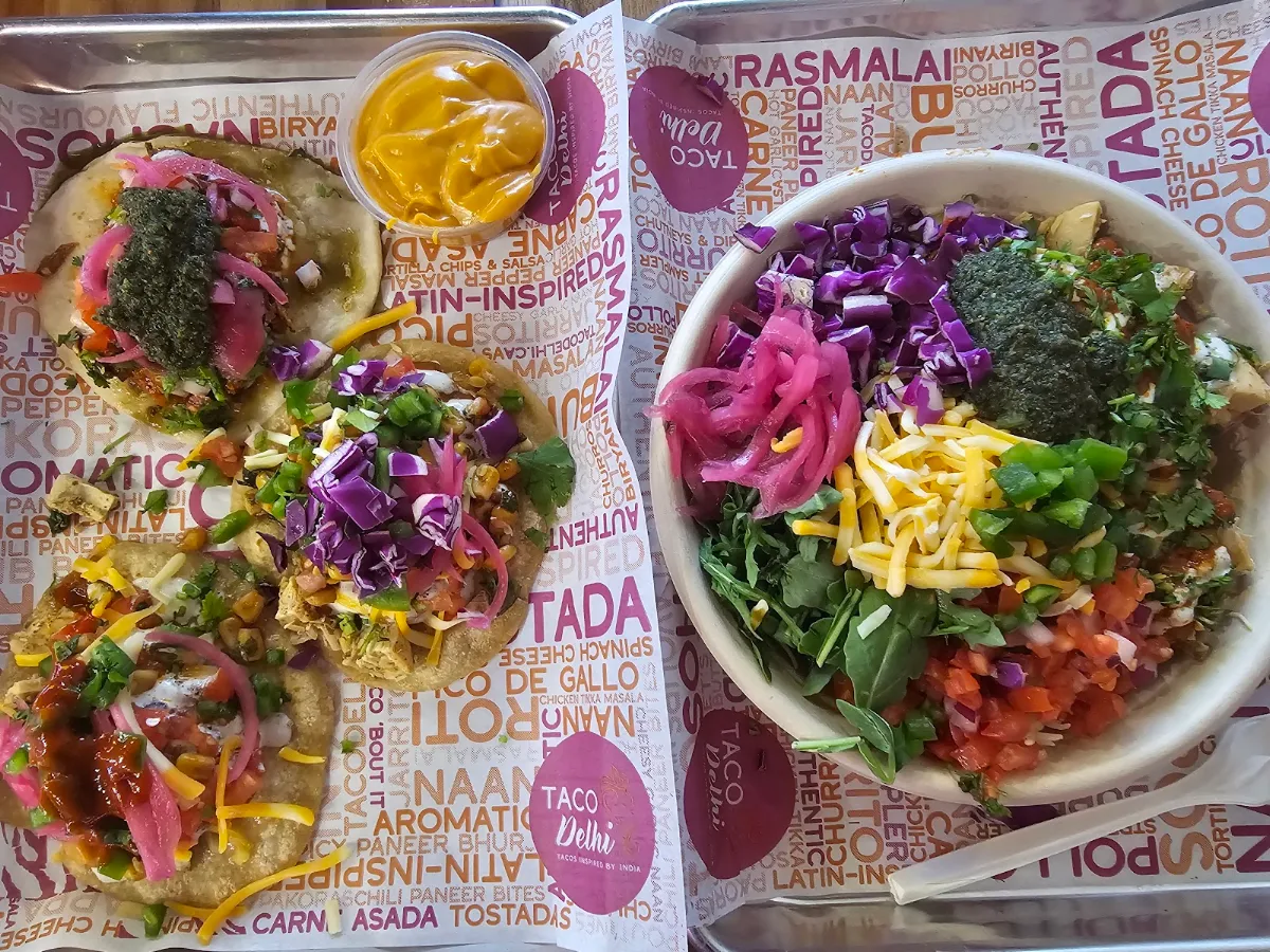 Naan Tacos and Chicken Tikka Masala Rice Bowl