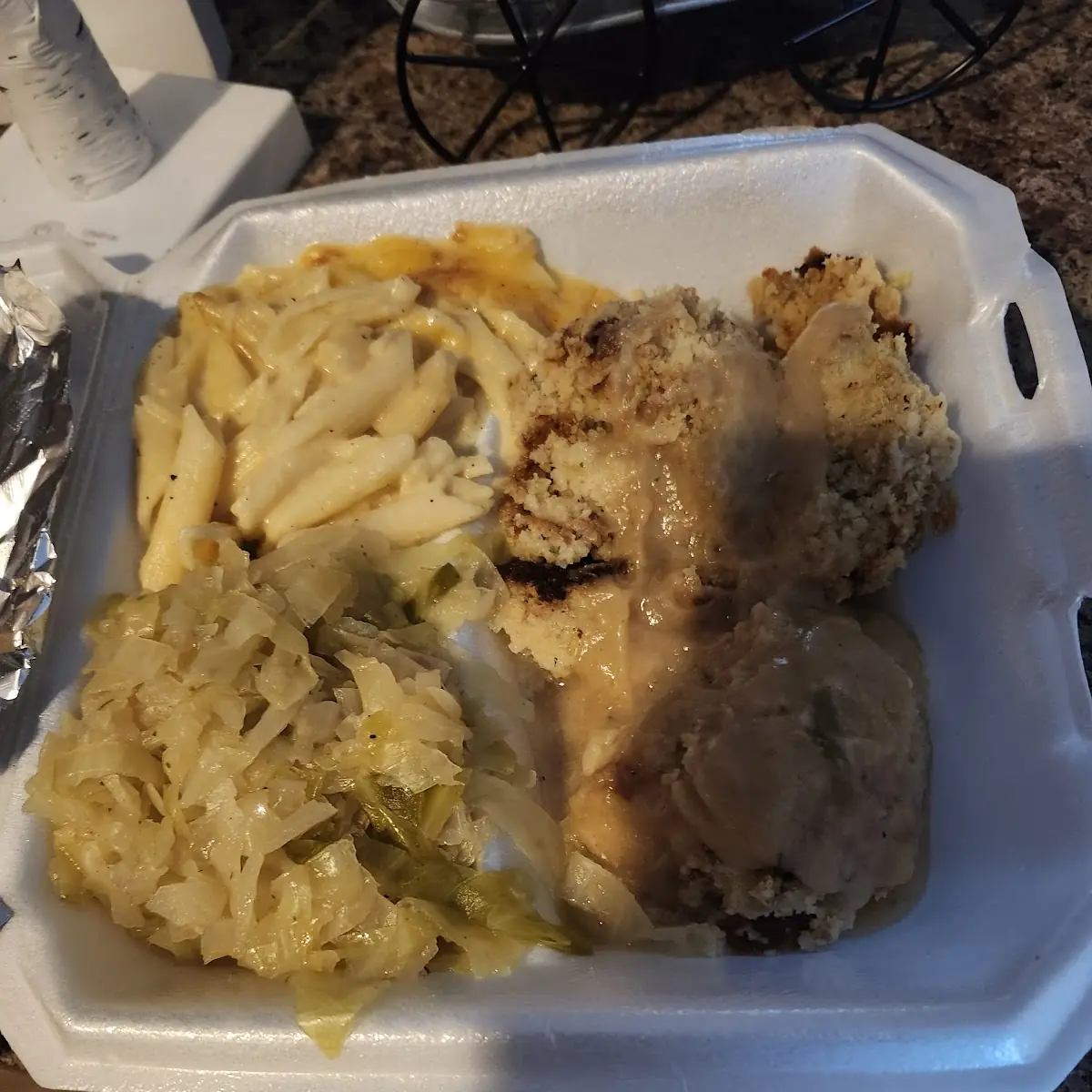 Dressing Cabbage and Mac and Cheese
