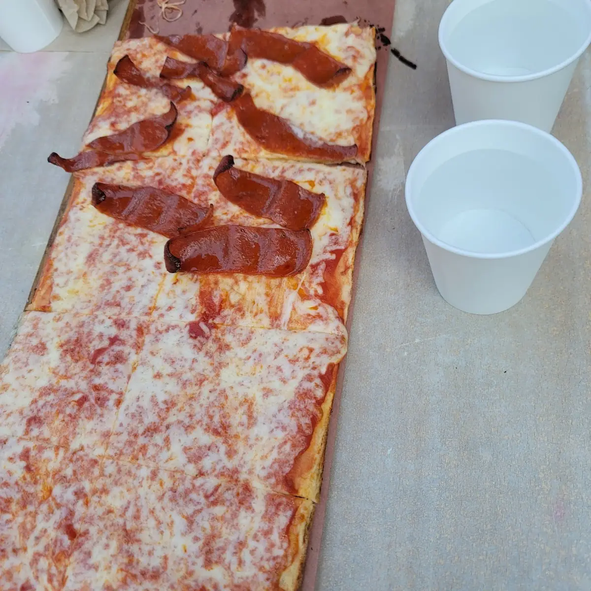 Half Pepperoni Pizza and Cheese Pizza