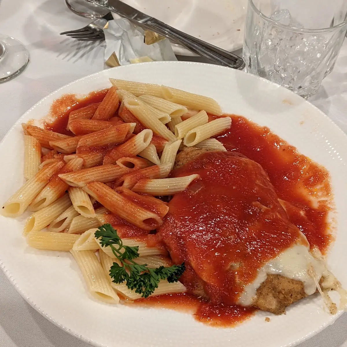 Chicken Parmesan with Mostaccioli