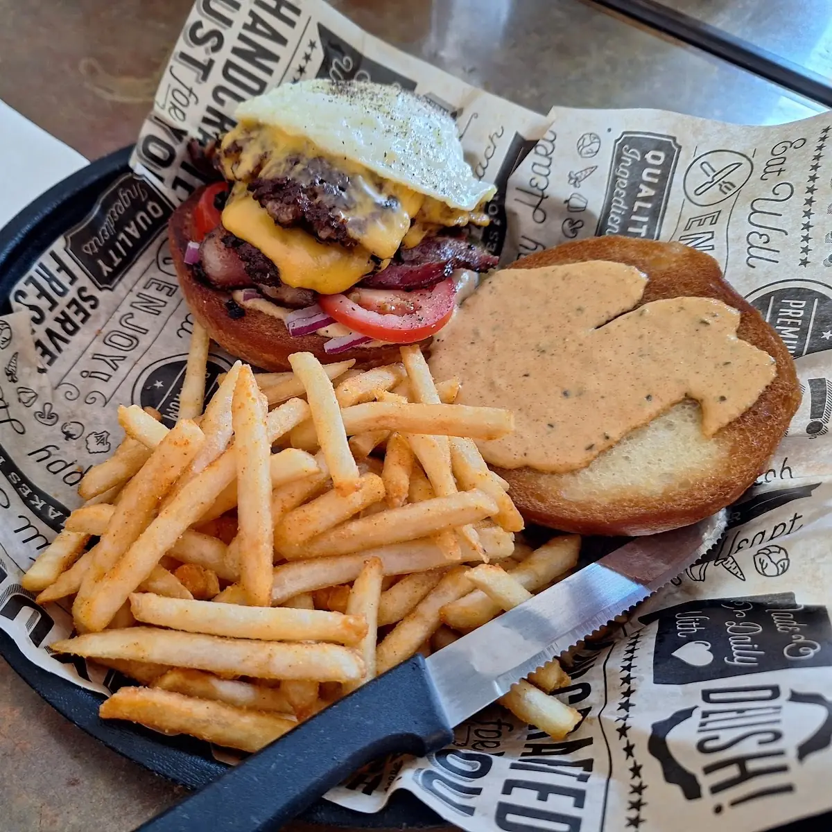 Oaxaca Burger and Fries