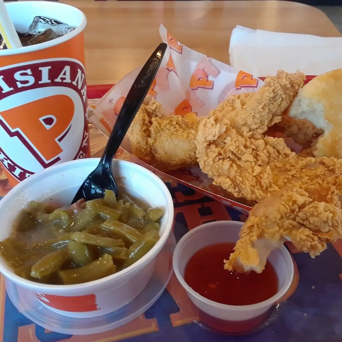 Chicken Strips Green Beans Biscuit