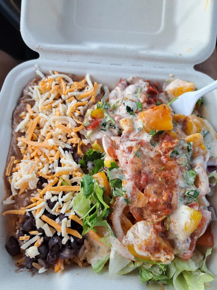 Bean Burrito Bowl with Vegan Cheese