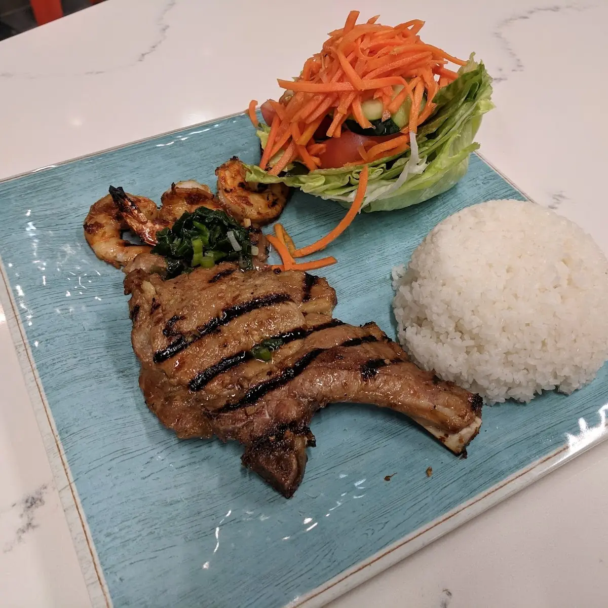 Pork Chop and Shrimp with Broken Rice