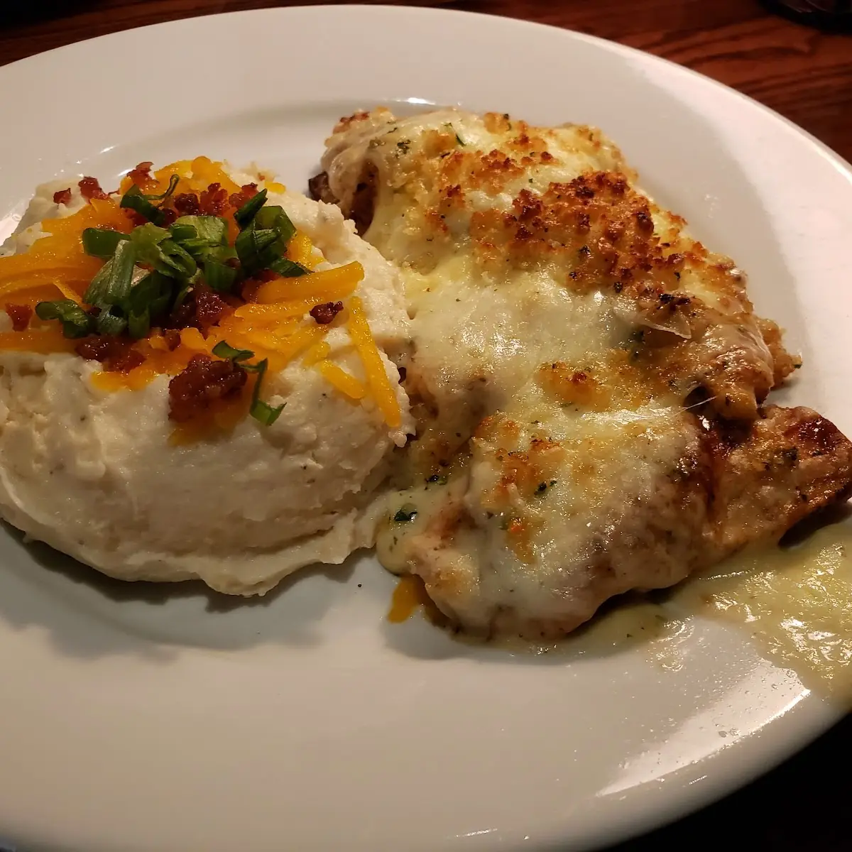 Loaded Mashed Potatoes and Parmesan Crusted Chicken
