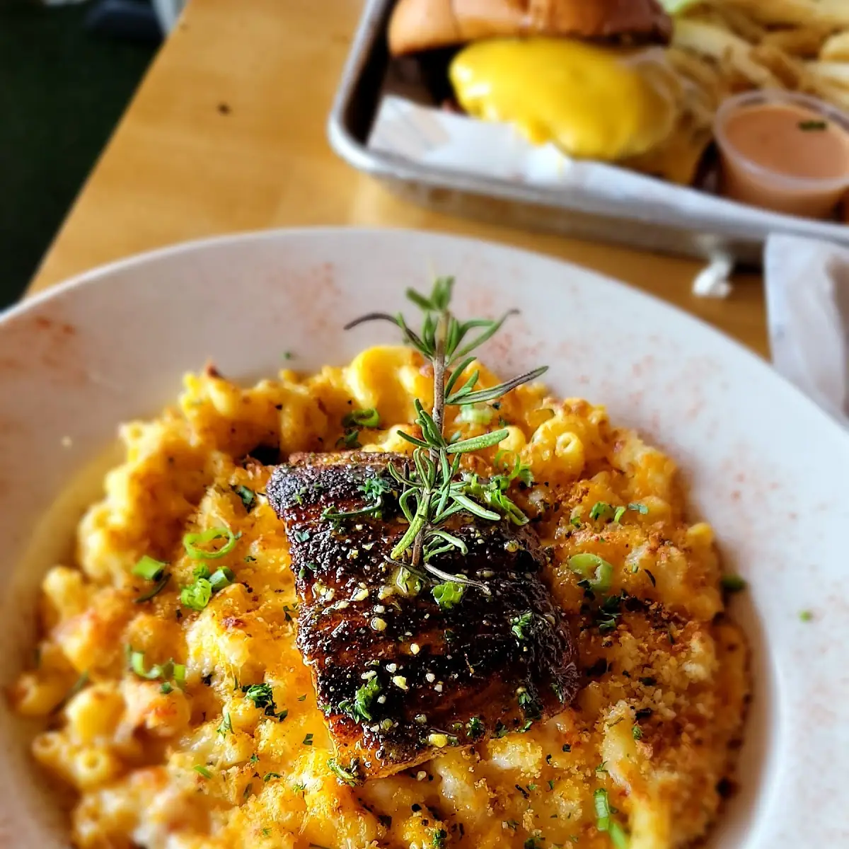 Blackened Salmon & Crawfish Mac