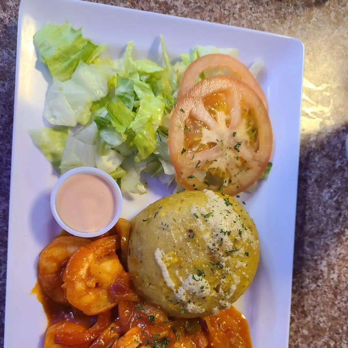 Mofongo Con Camarones Ala Criolla