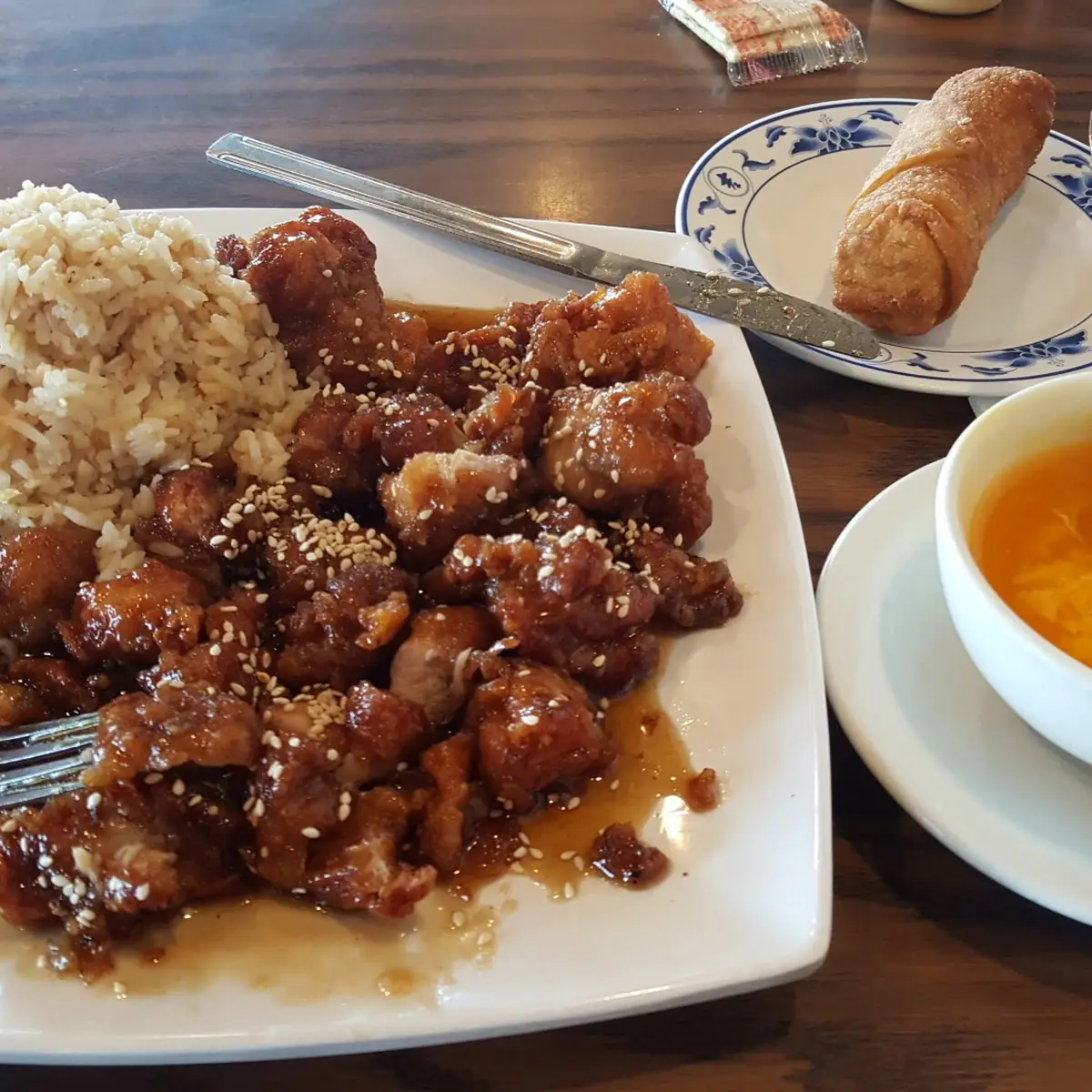 Sesame Chicken Egg Roll Egg Drop Soup