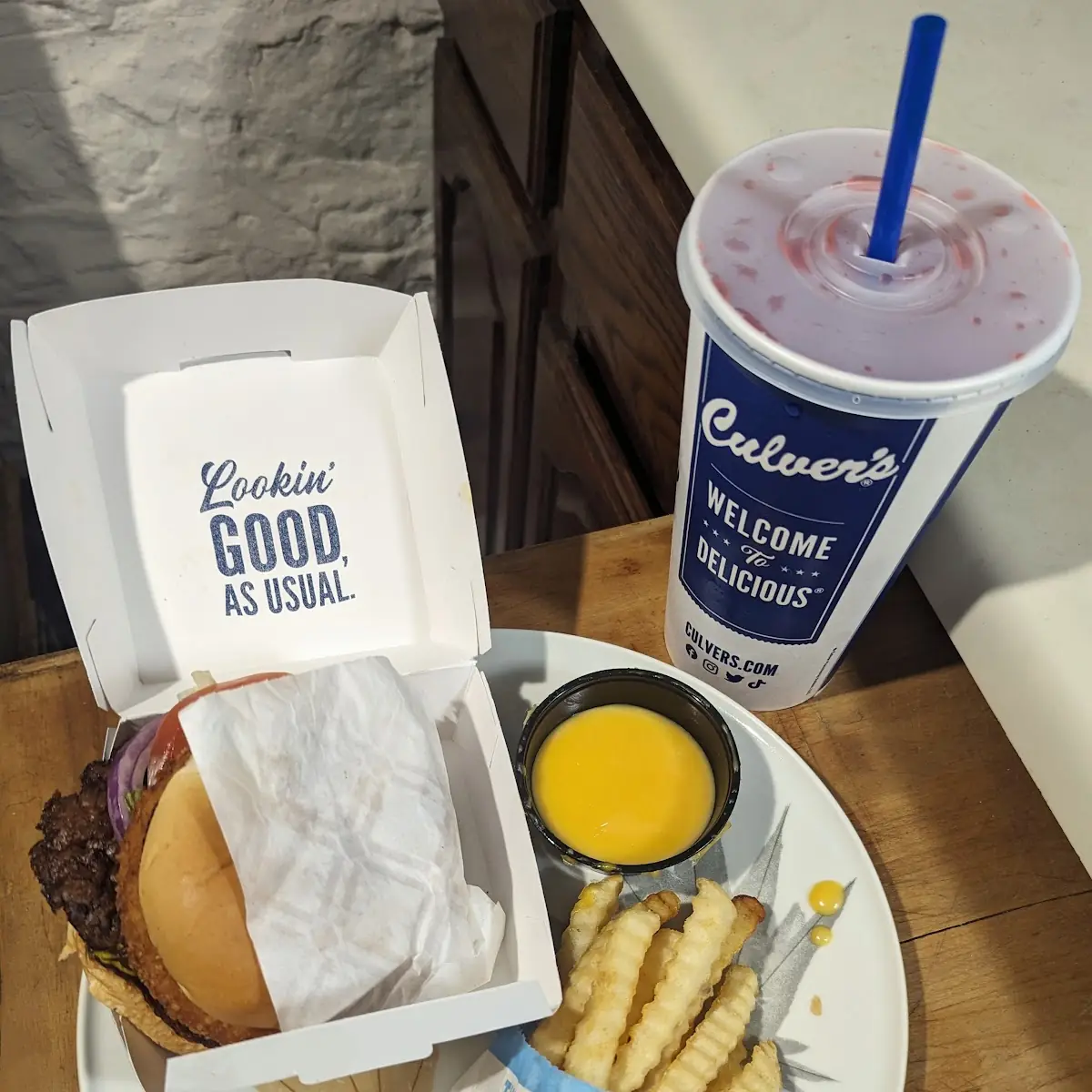 Cheese Curd Burger and Fries with Cheese