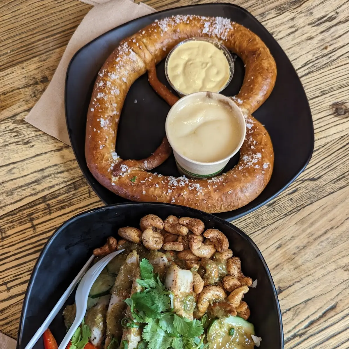 Chicken Rice Bowl and Giant Pretzel