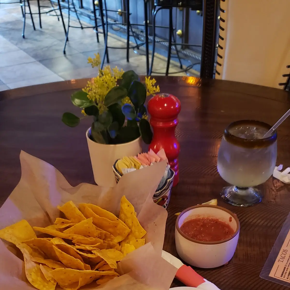 Chips and Salsa and Queso Dip