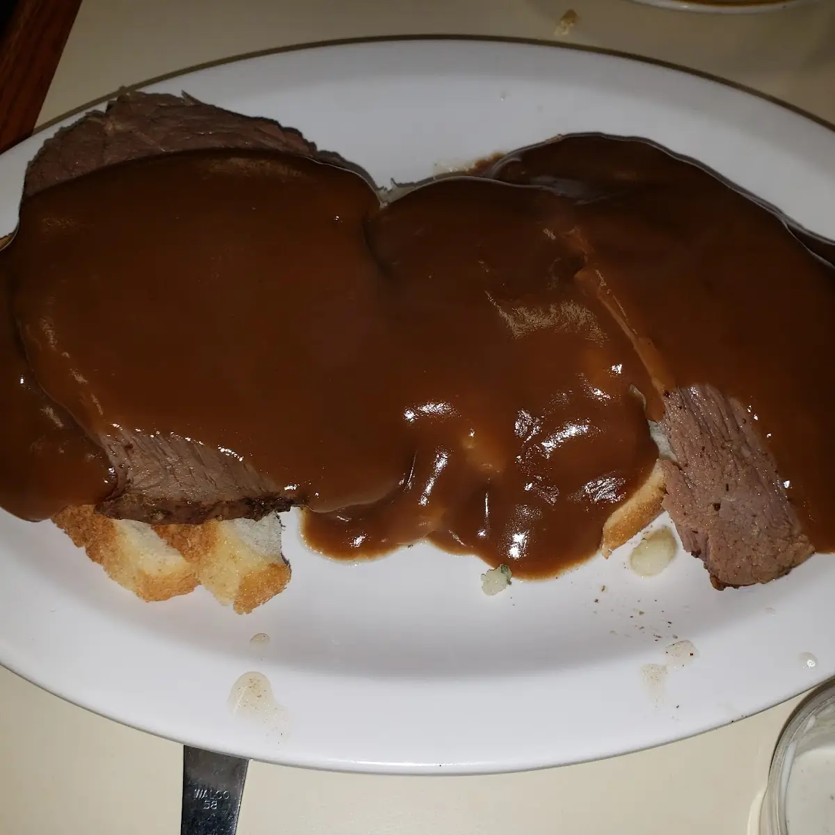 Open Faced Roast Beef with Mashed Potatoes