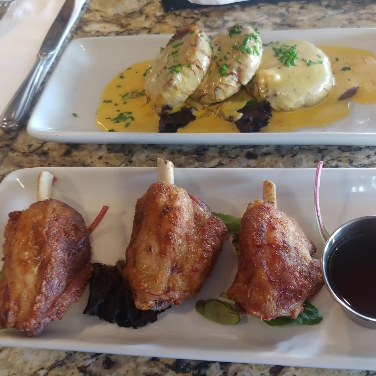 Crab Cakes and Pig Wings