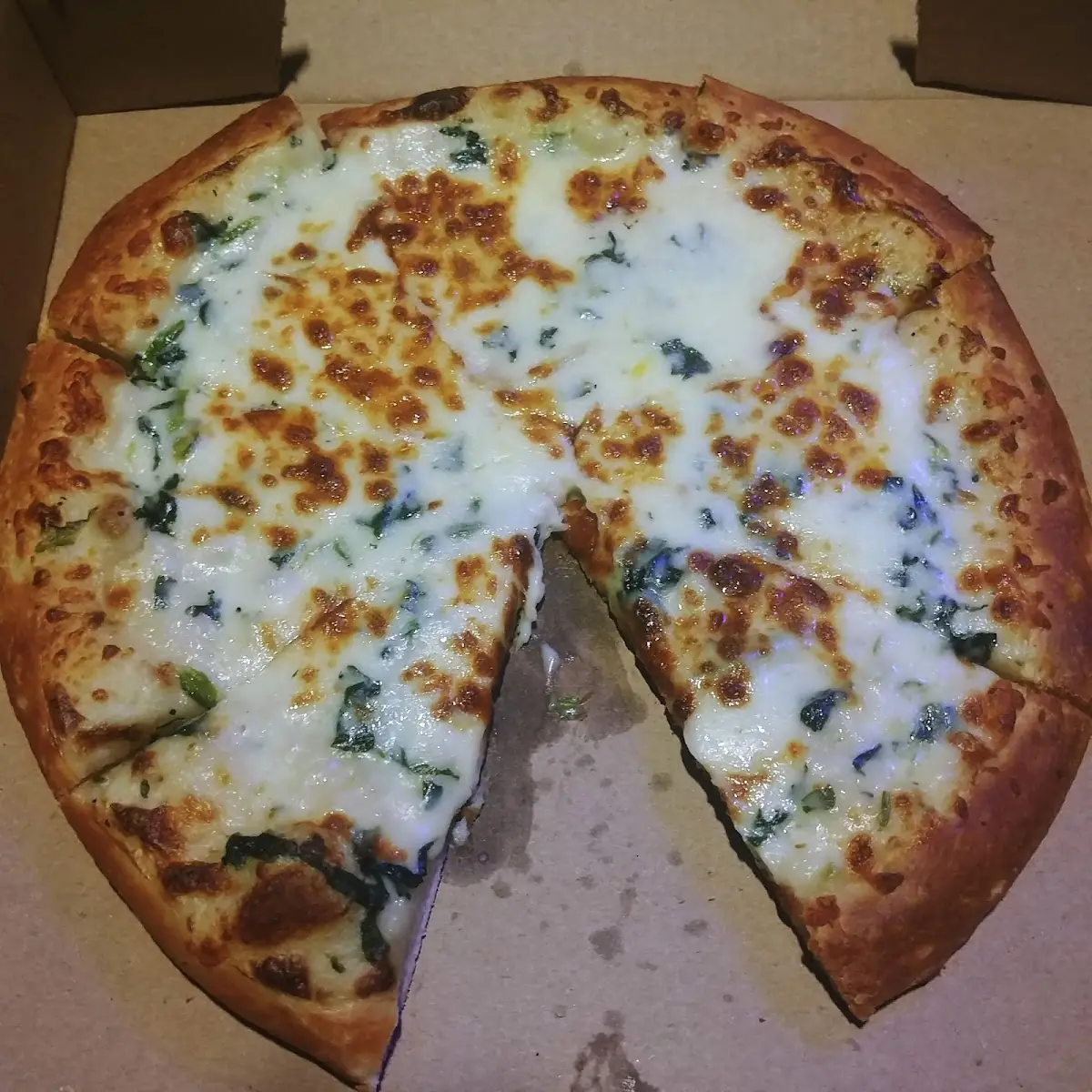 Vegetarian Spinach Alfredo Pizza
