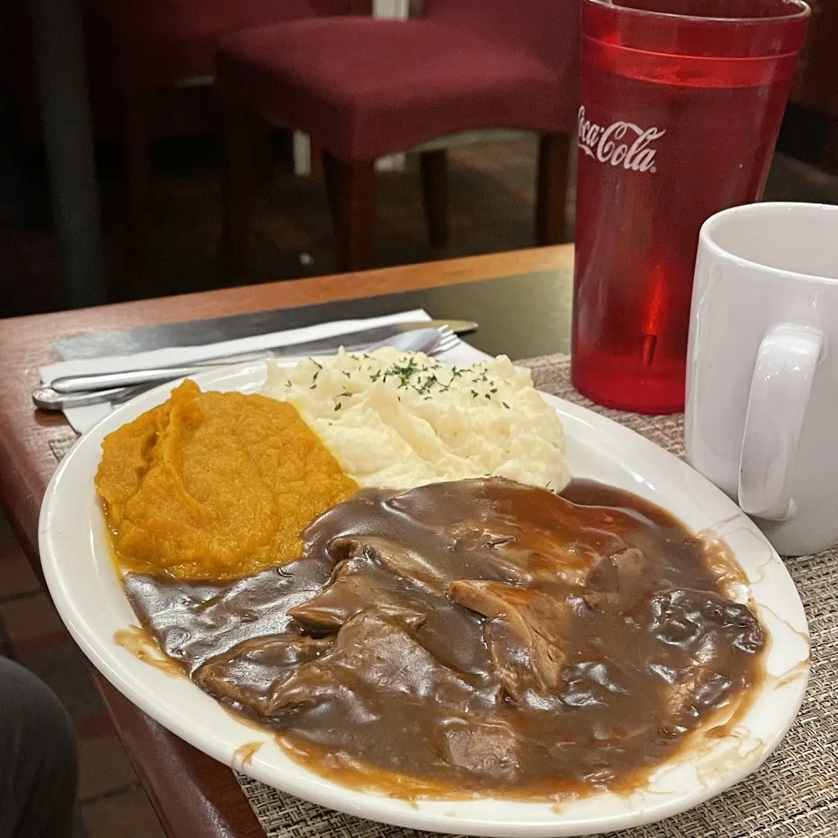 Pot Roast with Sweet Potatoes & Mashed Potatoes