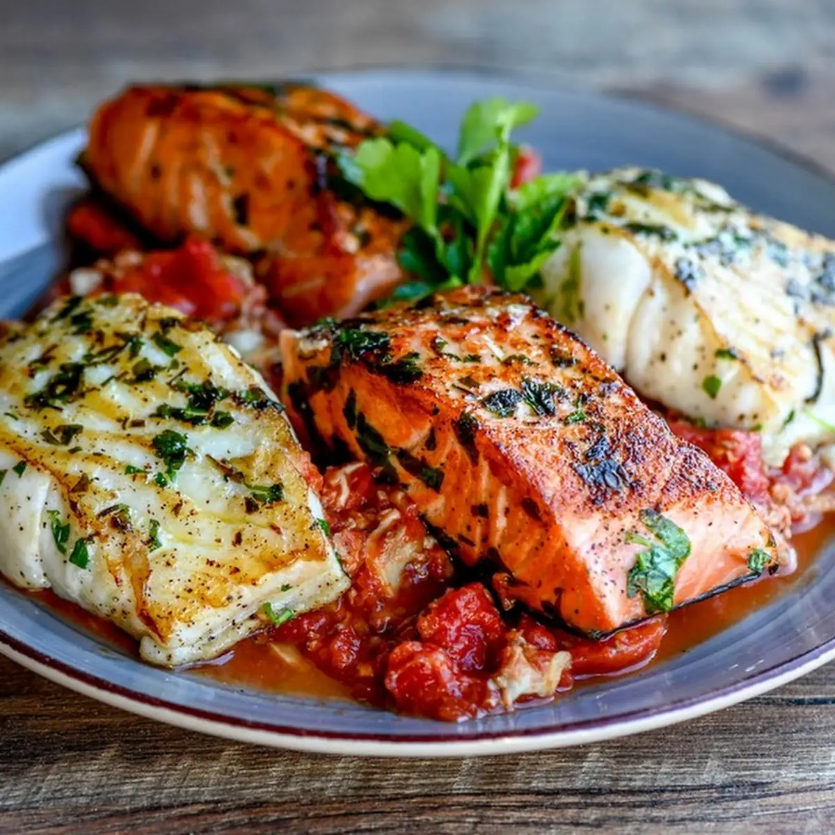 Grilled Salmon & Baked Cod