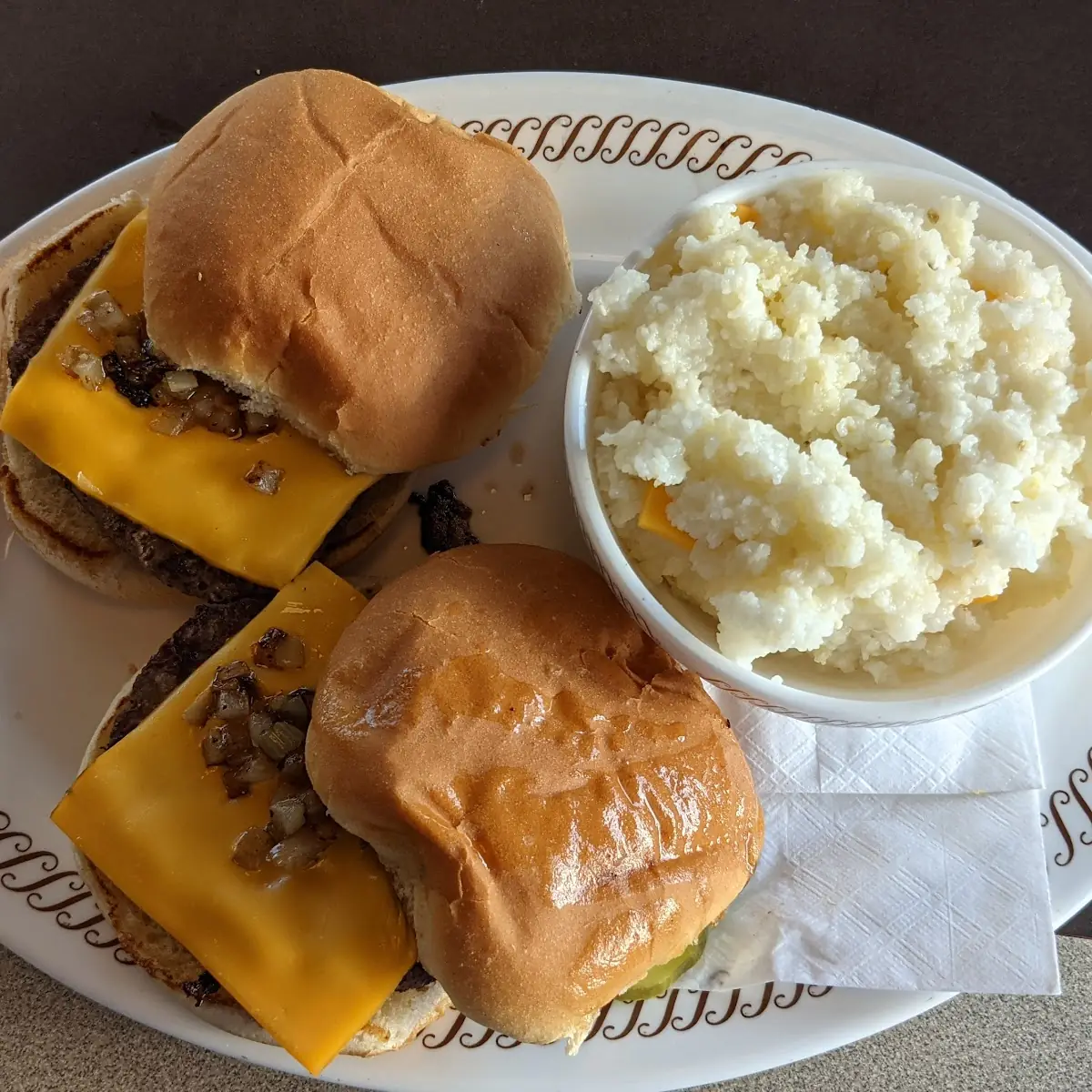 Double Cheeseburger and Cheese Grits