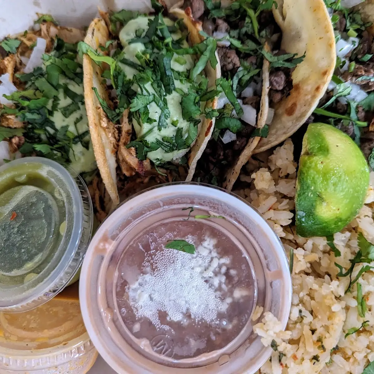 Taco Plate with Chicken and Beef Tacos