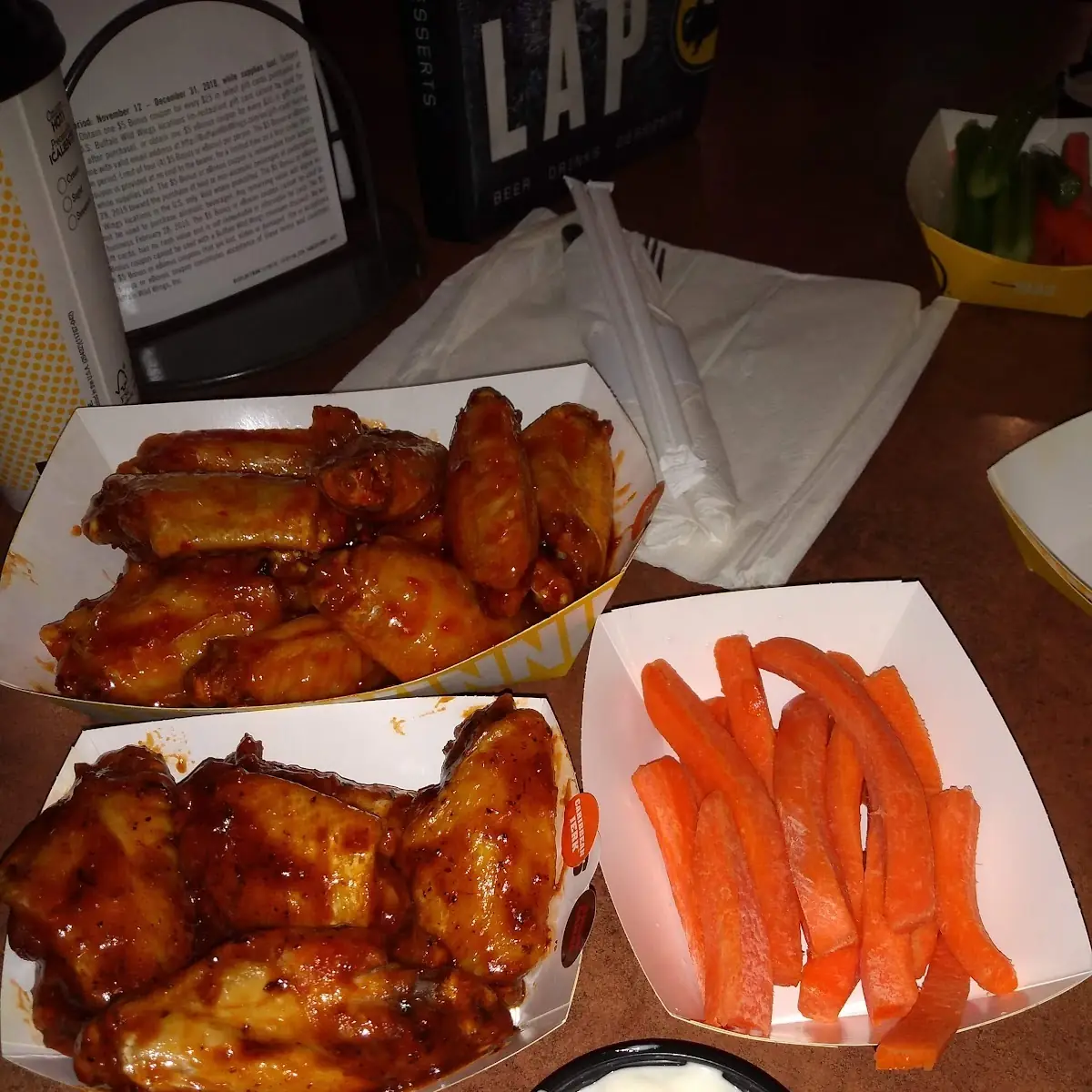 Asian Zing and Honey BBQ Wings