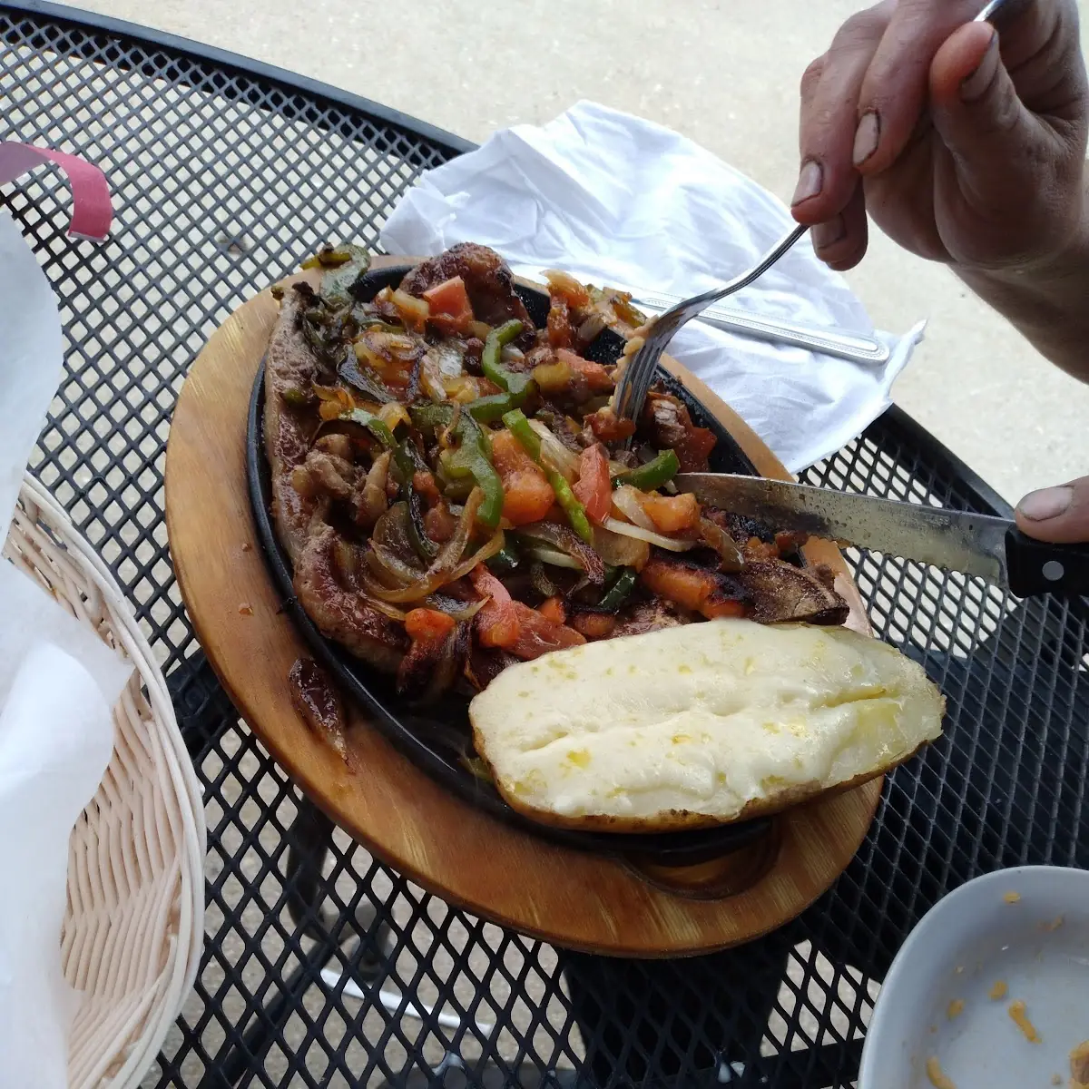 T-Bone Steak with Peppers & Onions
