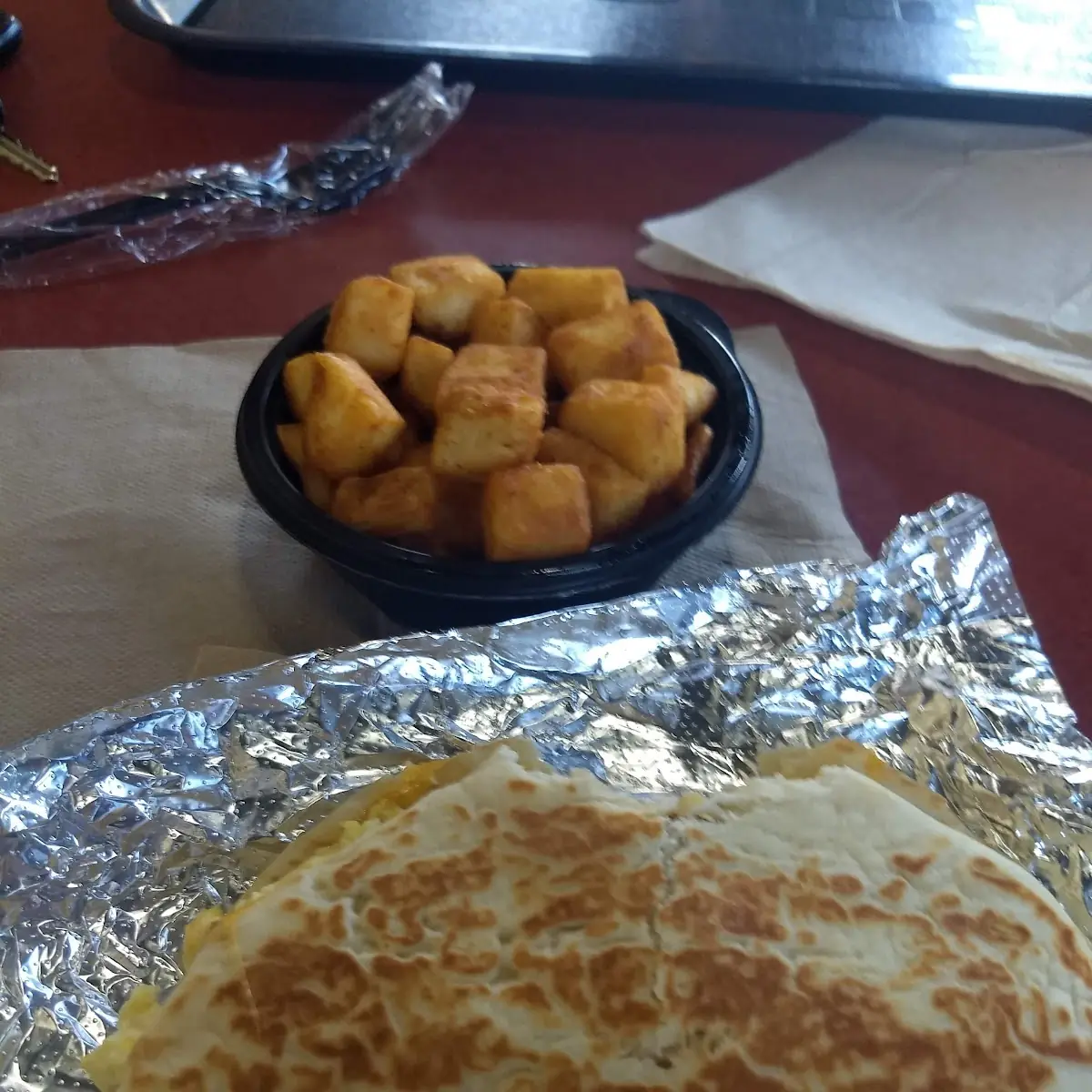 Breakfast Quesadilla and Potatoes Side