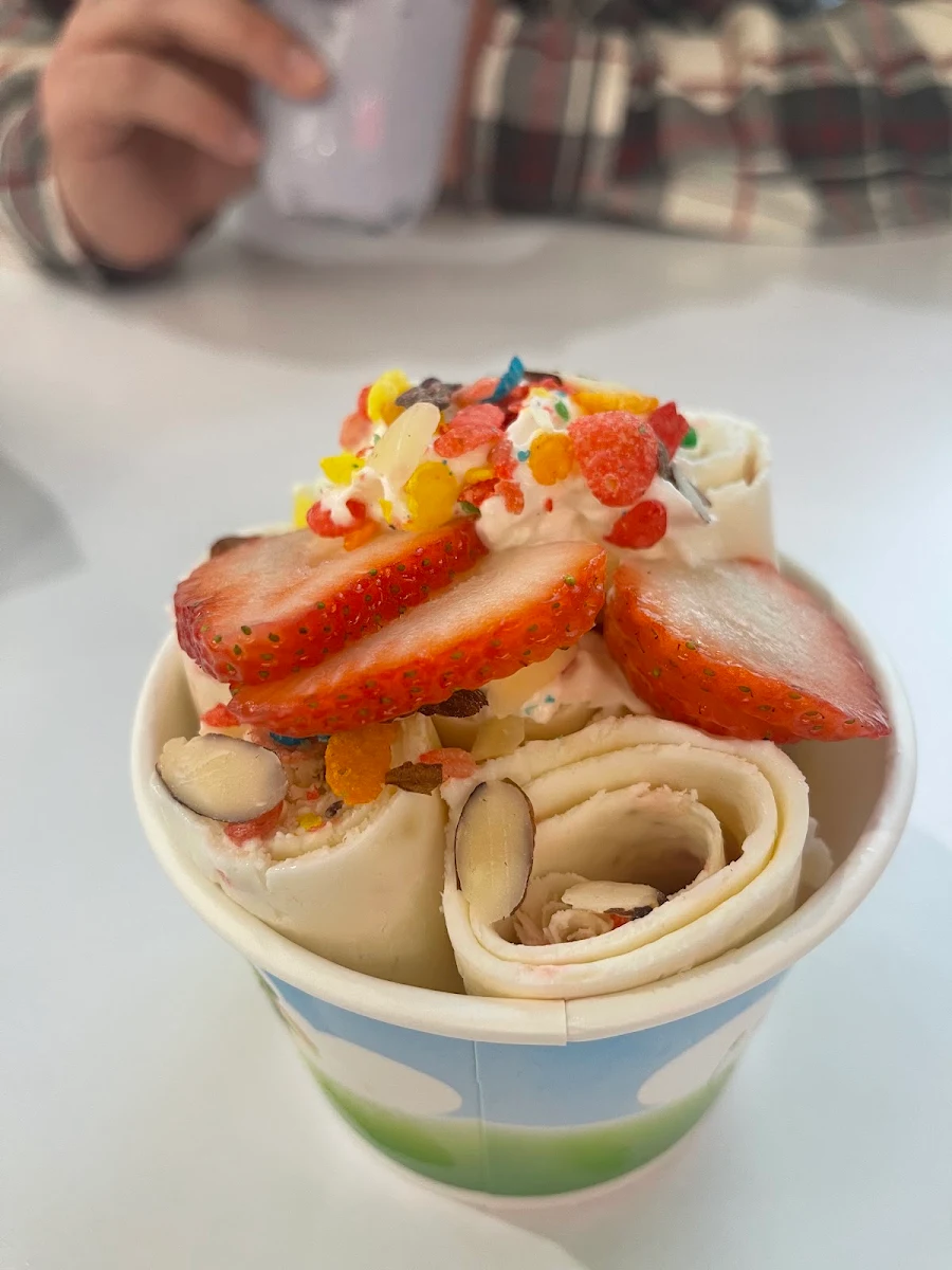 Birthday Cake Rolled Ice Cream with Sprinkles
